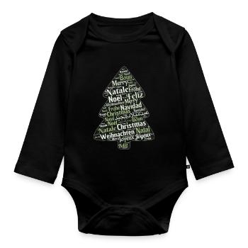 Christmas Gift Idea - Organic Longsleeve Baby Bodysuit - black - Front