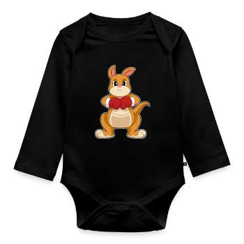 Kangaroo Boxer Boxing Gloves Boxing - Organic Longsleeve Baby Bodysuit - black - Front