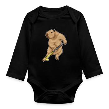Hockey sur gazon de Capybara Stick - Body Bébé bio manches longues - noir - Devant