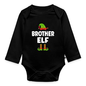 Brother Elf Christmas - Organic Longsleeve Baby Bodysuit - black - Front