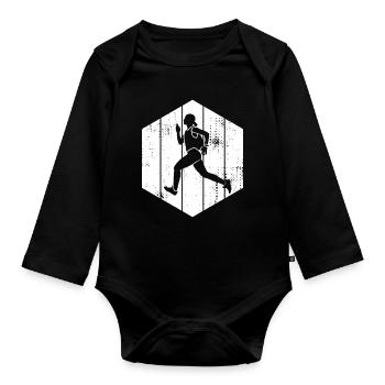 Runner Girl - Organic Longsleeve Baby Bodysuit - black - Front