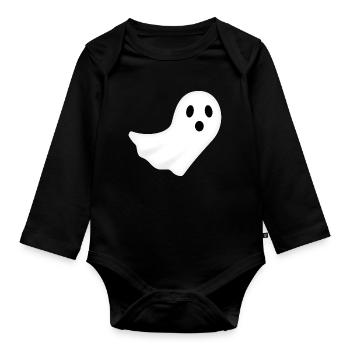 Ghost Halloween Night Ghost Spooky - Organic Longsleeve Baby Bodysuit - black - Front
