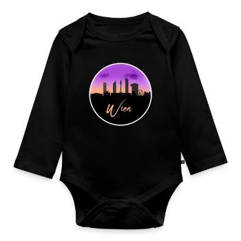 Wien Fineline Skyline - Baby Bio-Langarm-Body - Schwarz - Vorne