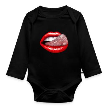 Glitzerzunge - Baby Bio-Langarm-Body - Schwarz - Vorne