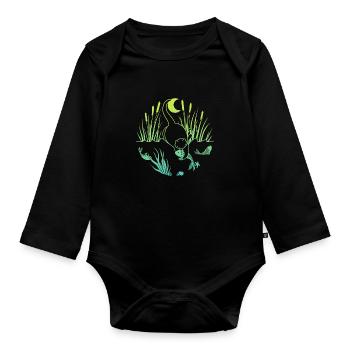 Midnight Catch - Organic Longsleeve Baby Bodysuit - black - Front