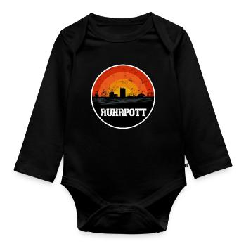 Ruhrpott Original Skyline - Baby Bio-Langarm-Body - Schwarz - Vorne