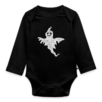 Geist Halloween - Baby Bio-Langarm-Body - Schwarz - Vorne