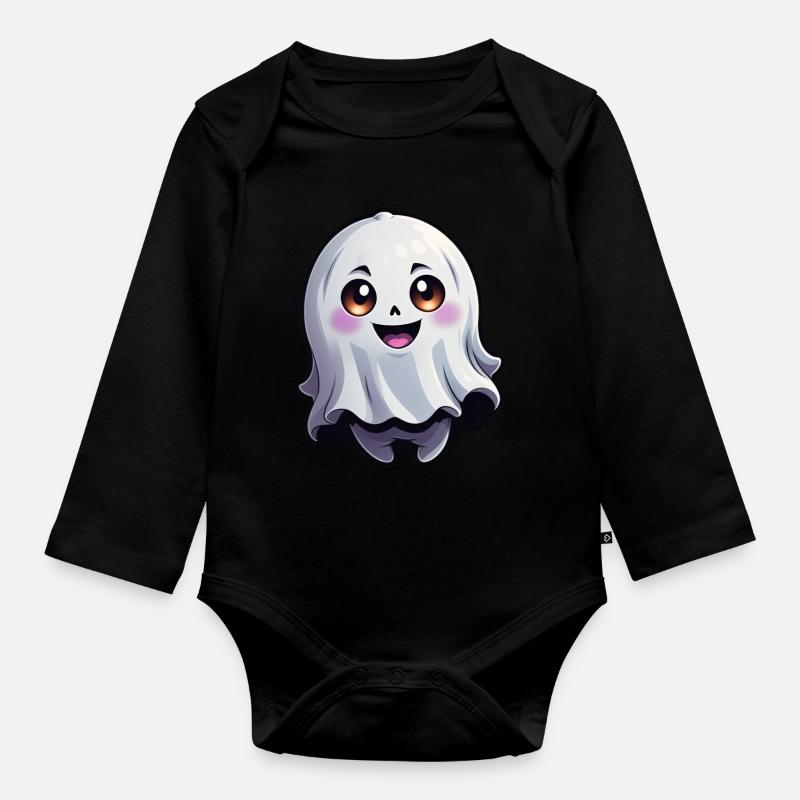 Joyeux Halloween Ghost Ghost - Body Bébé bio manches longues - noir