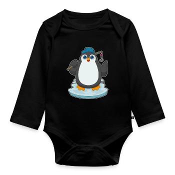 Canne à pêche Penguin Angler Canne à pêche - Body Bébé bio manches longues - noir - Devant