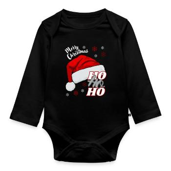 Joyeux Noël HO HO HO - Body Bébé bio manches longues - noir - Devant