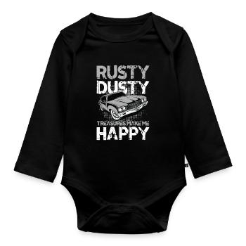 Rusty Dusty Treasures Make Me Happy - Baby Bio-Langarm-Body - Schwarz - Vorne