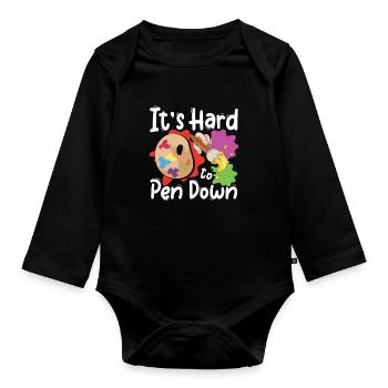 It's Hard To Pen Down - Baby Bio-Langarm-Body - Schwarz - Vorne