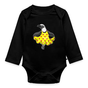 Pinguin Polka Dots Kleid - Baby Bio-Langarm-Body - Schwarz - Vorne