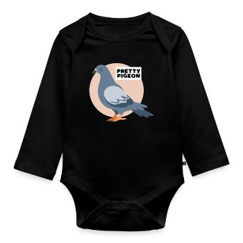Pretty pigeon Cute design for pigeon fans - Organic Longsleeve Baby Bodysuit - black - Front