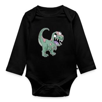 Dinosaur Zombie Creepy - Organic Longsleeve Baby Bodysuit - black - Front