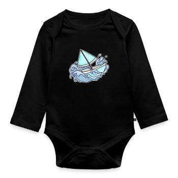 voilier voilier - Body Bébé bio manches longues - noir - Devant