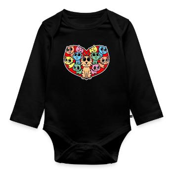 Cats Heart Love - Organic Longsleeve Baby Bodysuit - black - Front