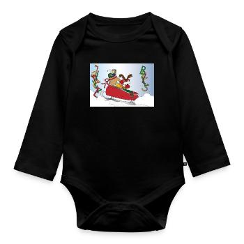 Jingle Bells Rudolph - Organic Longsleeve Baby Bodysuit - black - Front