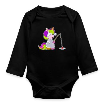 Canne à pêche licorne pêcheur Canne à pêche - Body Bébé bio manches longues - noir - Devant