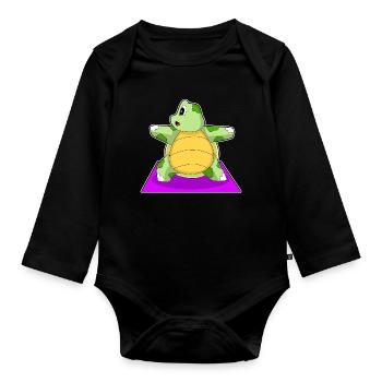 Schildkröte Yoga Fitness Gymnastik - Baby Bio-Langarm-Body - Schwarz - Vorne
