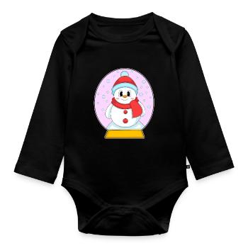 Snowman Christmas Winter Time - Organic Longsleeve Baby Bodysuit - black - Front