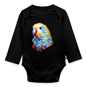 Budgie Polygon Bird Budgies - Organic Longsleeve Baby Bodysuit - black - Front