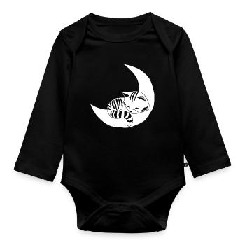 Whimsical kitten - Organic Longsleeve Baby Bodysuit - black - Front
