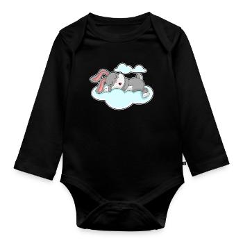 Nuages endormis de lapin - Body Bébé bio manches longues - noir - Devant