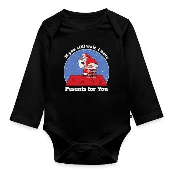 Funny Santa Claus - Organic Longsleeve Baby Bodysuit - black - Front