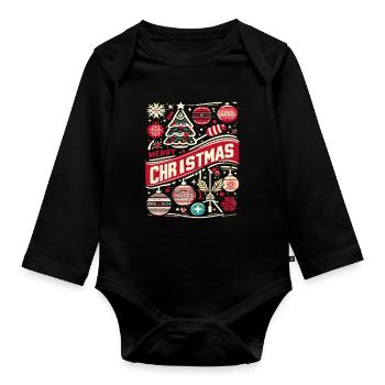Vintage Joyeux Noël - Body Bébé bio manches longues - noir - Devant