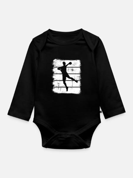 Handballer Junge - Baby Bio-Langarm-Body - Schwarz