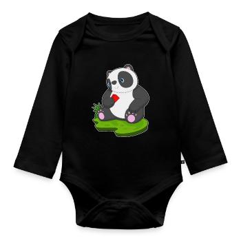 Panda Poker Pokerkarten - Baby Bio-Langarm-Body - Schwarz - Vorne