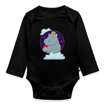 Nilpferd Poker Pokerkarten - Baby Bio-Langarm-Body - Schwarz - Vorne