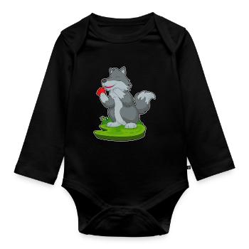 Wolf Poker Pokerkarten - Baby Bio-Langarm-Body - Schwarz - Vorne