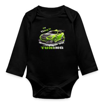 Tuning Car - Organic Longsleeve Baby Bodysuit - black - Front