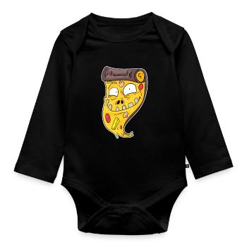 Pizza Zombie - Baby Bio-Langarm-Body - Schwarz - Vorne