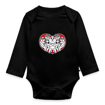 Heart Bear Love Romantic - Organic Longsleeve Baby Bodysuit - black - Front