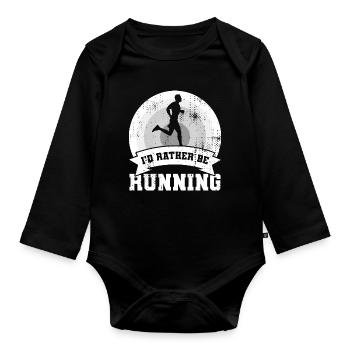 I'd rather go for a run - Organic Longsleeve Baby Bodysuit - black - Front