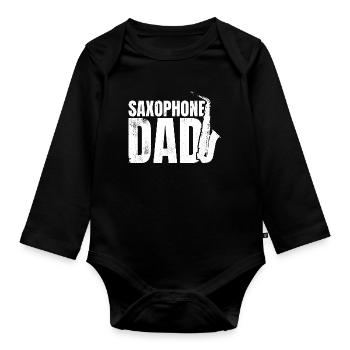 Saxophonist Father - Organic Longsleeve Baby Bodysuit - black - Front