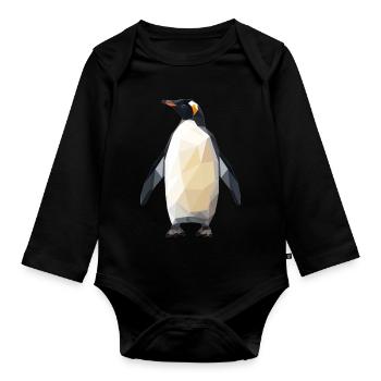 Pingouin géométrique - Body Bébé bio manches longues - noir - Devant