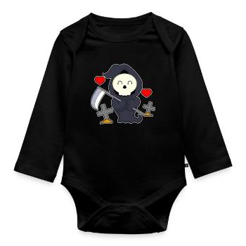 Grim Reaper Halloween Grave - Organic Longsleeve Baby Bodysuit - black - Front