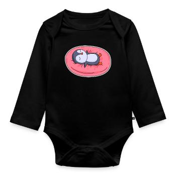 Pinguin - Baby Bio-Langarm-Body - Schwarz - Vorne