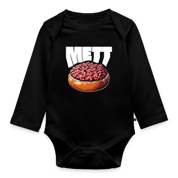 GourMETT - Design für Mettbrötchen Liebhaber - Baby Bio-Langarm-Body - Schwarz - Vorne