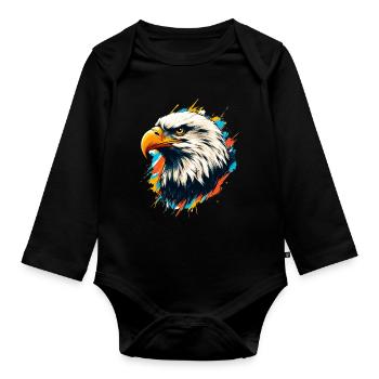 Bald Eagle - Organic Longsleeve Baby Bodysuit - black - Front