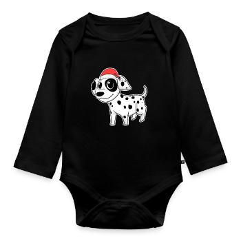 Dalmatian Dog Animal Christmas - Organic Longsleeve Baby Bodysuit - black - Front
