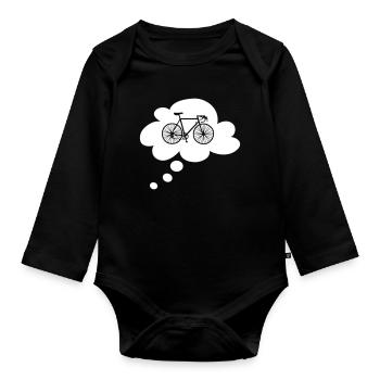 Rennrad Wolke Vektor Denkblase Fahrrad Fan Hobby - Baby Bio-Langarm-Body - Schwarz - Vorne