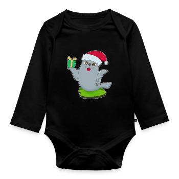 Paquet de Noël scellé - Body Bébé bio manches longues - noir - Devant
