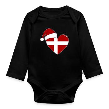Coeur de Noël drapeau Danemark - Body Bébé bio manches longues - noir - Devant