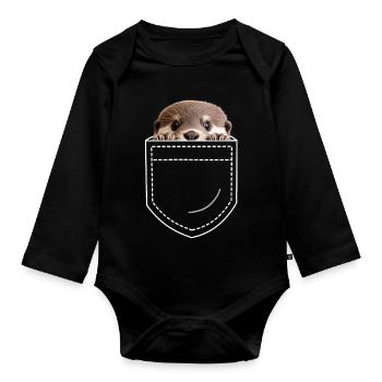 Otter - Baby Bio-Langarm-Body - Schwarz - Vorne