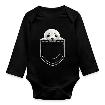 Seal - Organic Longsleeve Baby Bodysuit - black - Front